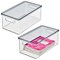 mDesign Plastic Storage Bin, Lid for Home, Office Desk Workspace